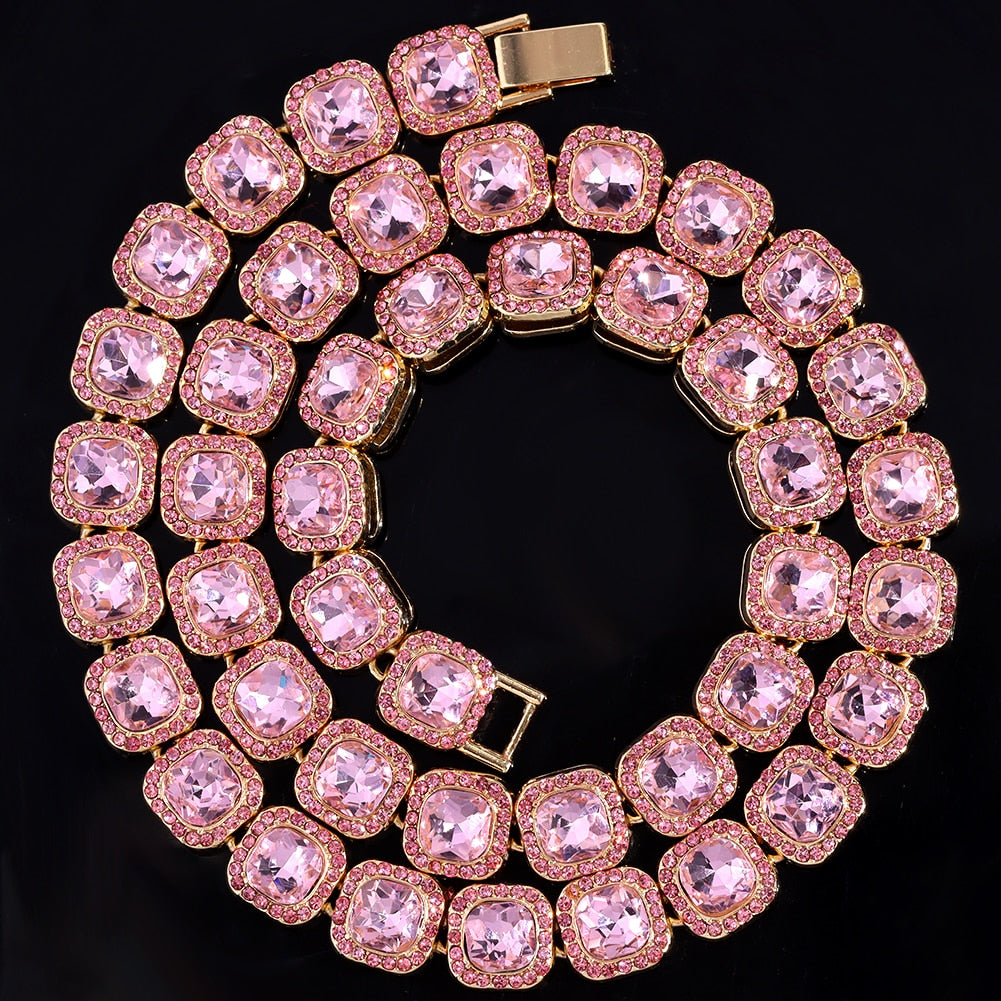 Rose Gold/Pink Iced Out Necklace