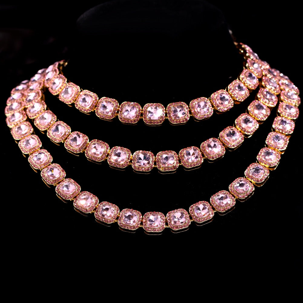Rose Gold/Pink Iced Out Necklace