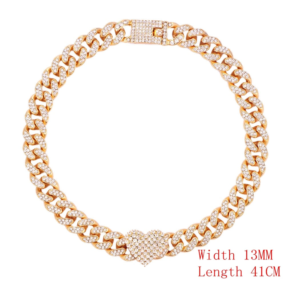 Gold Crystal Heart Chain