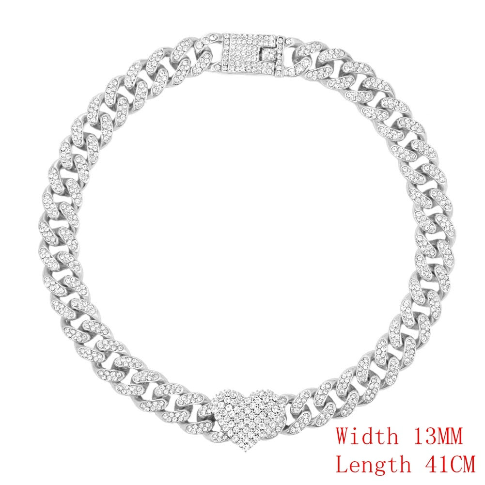 Silver Crystal Heart Chain